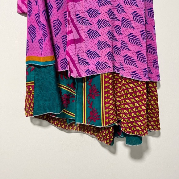 Orient Emporium Women’s Boho Floral Wrap Skirt - Pink & Teal - Size Medium - Picture 12 of 14